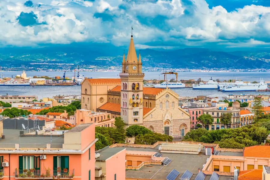 Aerial view of Messina in Sicily, Italy