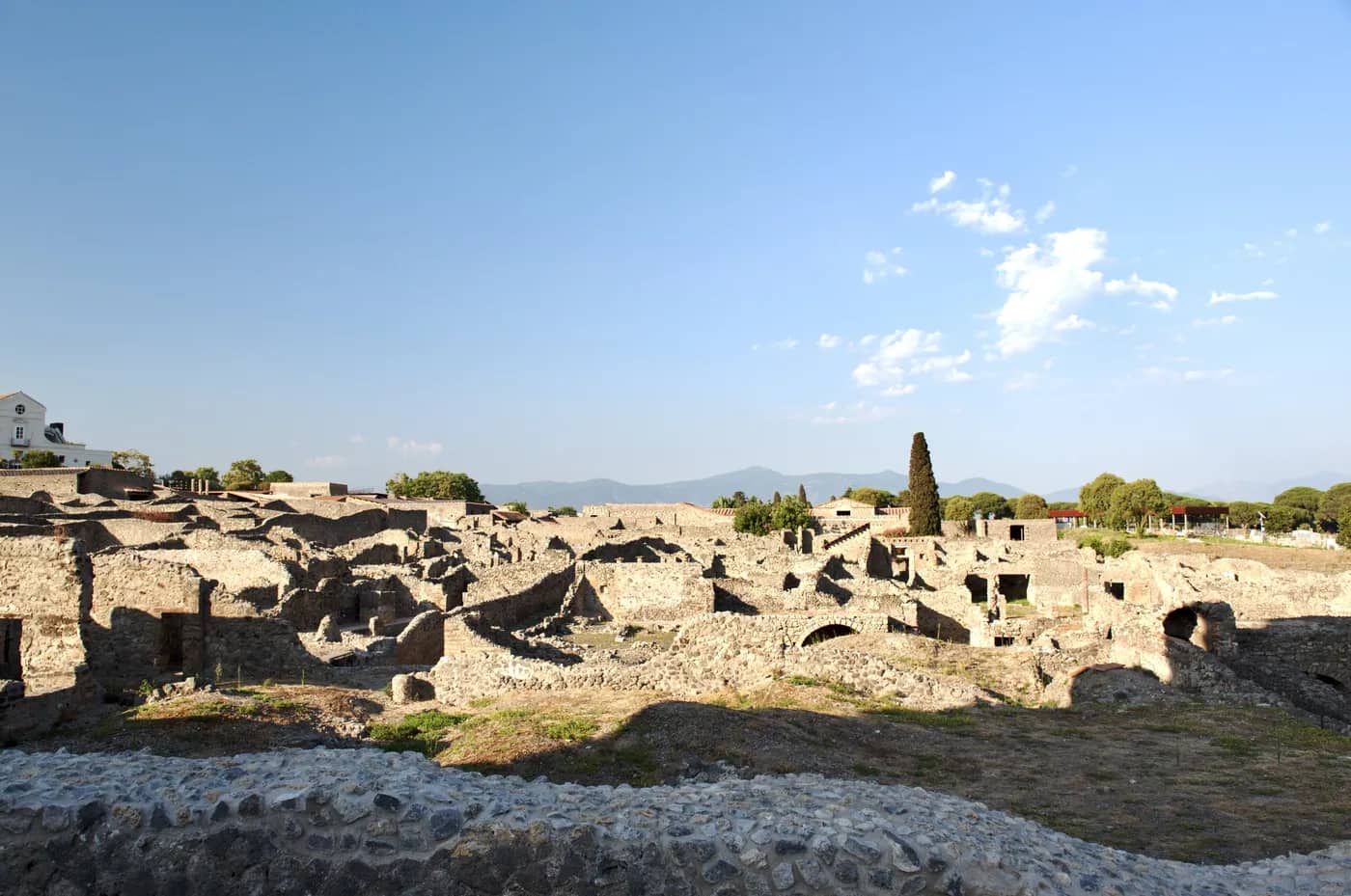 Landscape view of the Pompeii archeological site in Italy 
