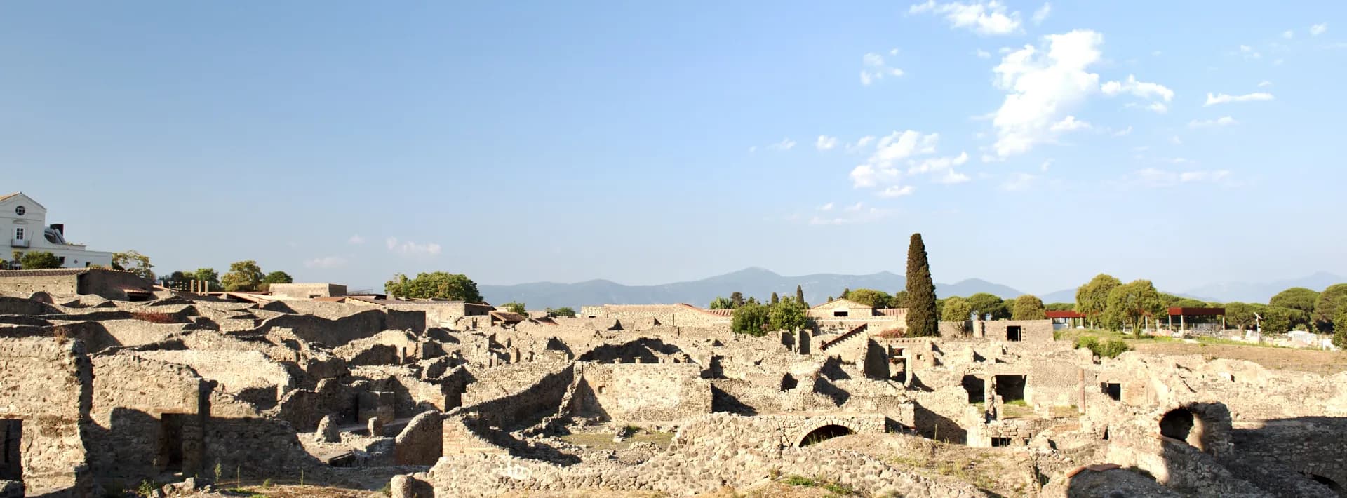 Landscape view of the Pompeii archeological site in Italy 