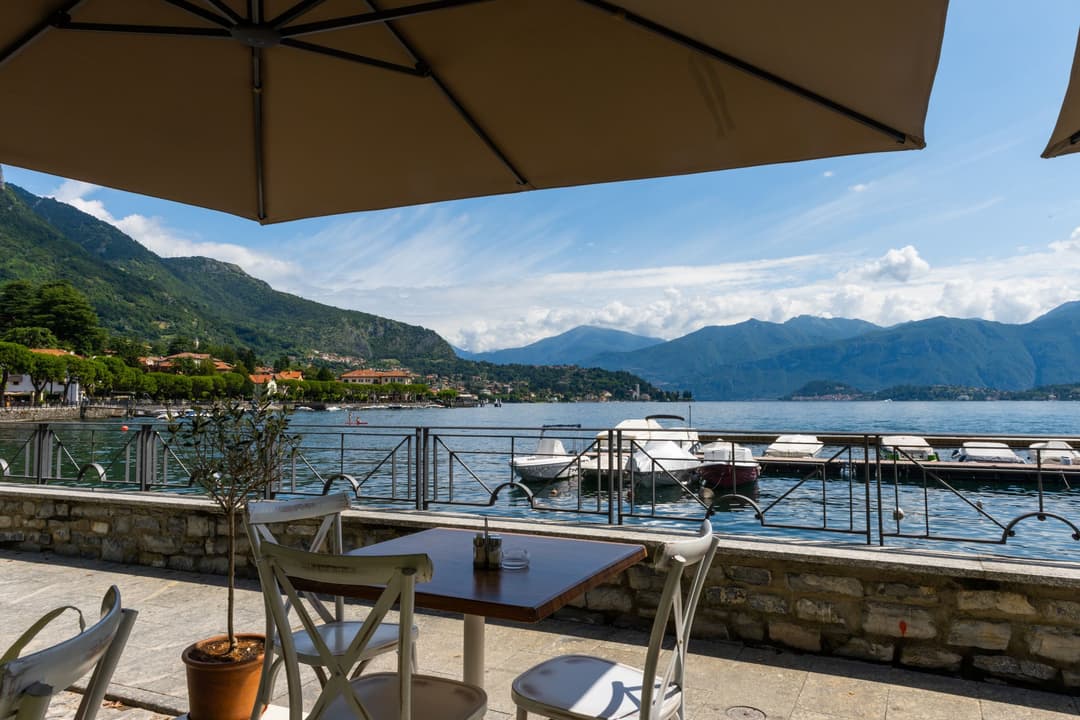 View of Lake Como over small mariana