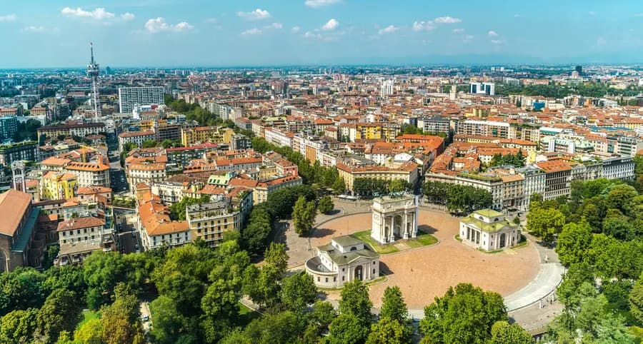 Aerial view of Milan, Italy 