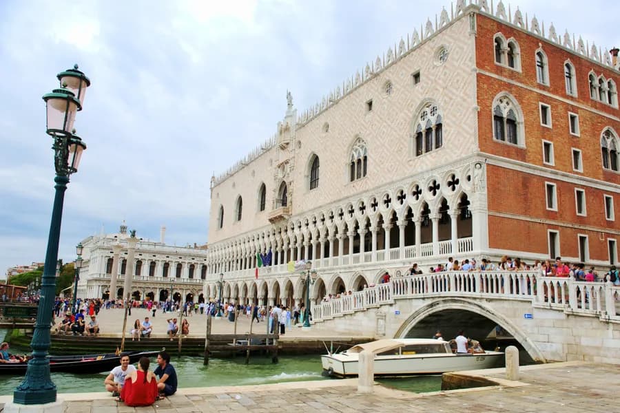 Doge's Palace as seen from across a canal in Venice, Italy