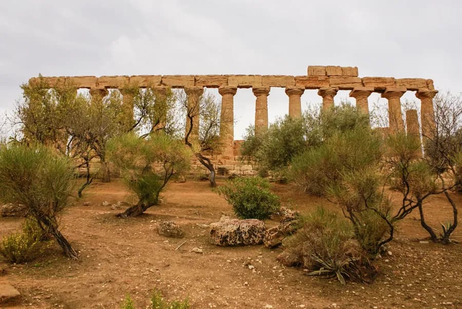 ruins of Temple of Concordia in the Valley of Temples in Agrigento, Sicily, Italy