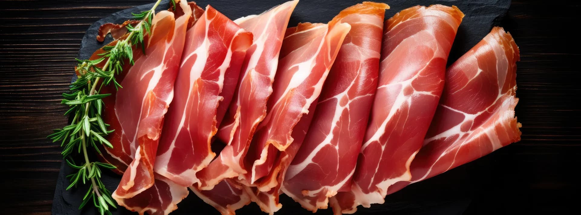 detail of slices of prosciutto di parma