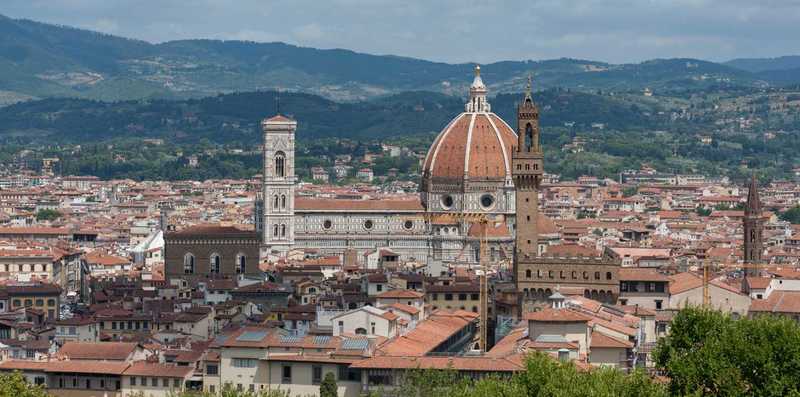Rooftop view of Florence, with Cathedral dome in the background