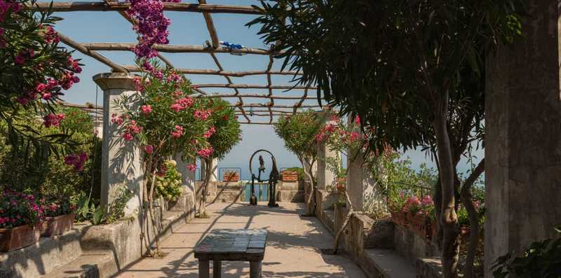 View of the terrace at Villa Rufolo, a jewel on the Amalfi Coast