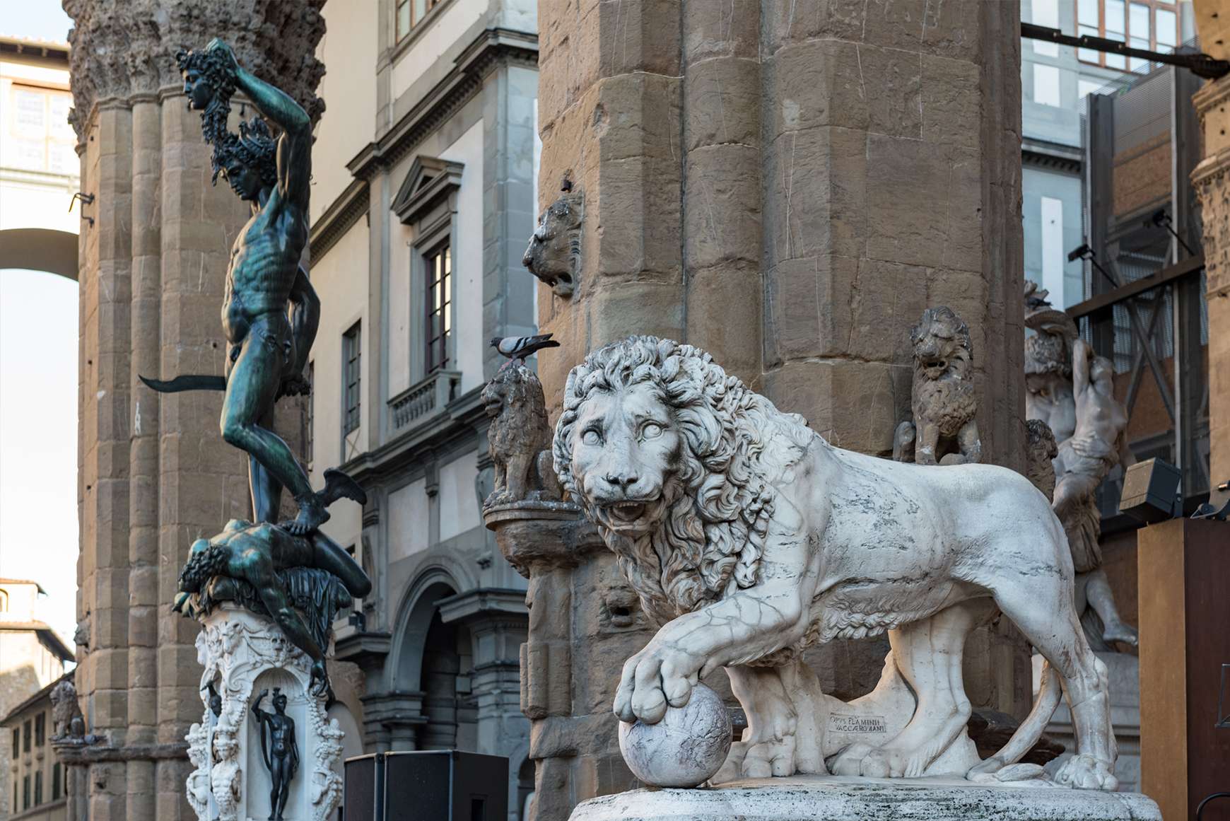 Statues of Perseus and Lion at the Piazza della Signoria in Florence
