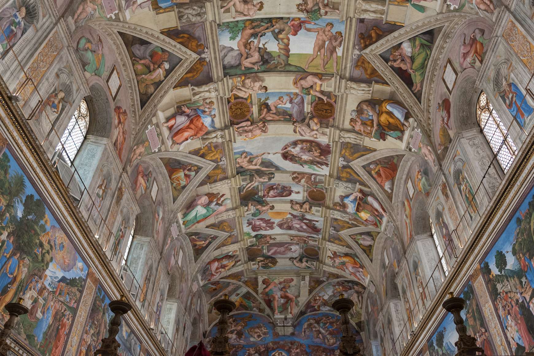 Looking up at the Sistine Chapel in Rome