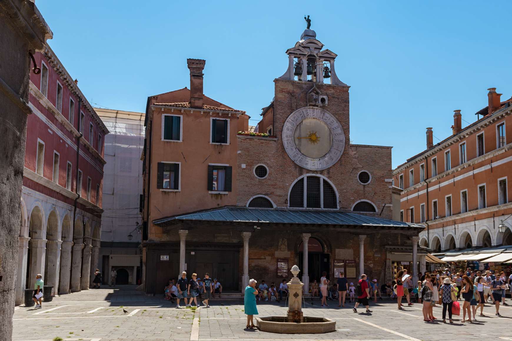 Face of clock of San Giacometto Church at the Rialto Bridge in Venice