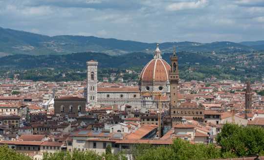 Overlooking the city of Florence with a view of 'Il Duomo' Cathedral