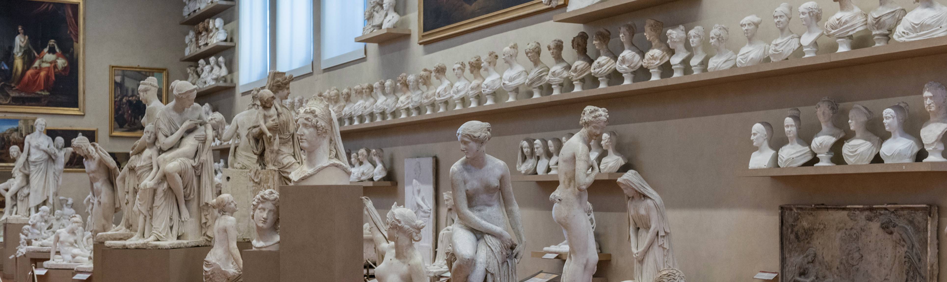 Room full of plaster statues and busts at Galleria dell'Accademia, Florence