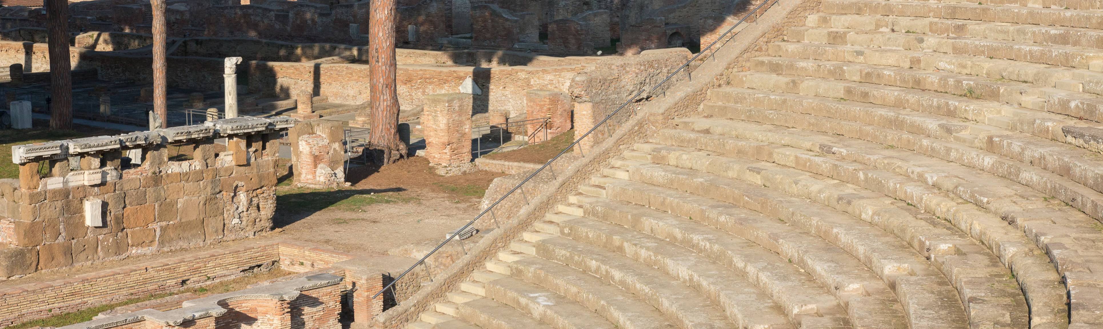 Rows of amphitheater seating at Agrippa's Theatre at Ostia, near Rome