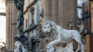 Statues of Perseus and Lion at the Piazza della Signoria in Florence
